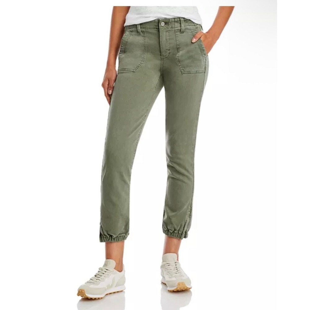 Paige Olive Utility Jogger Pants Zip Ankle Stretch Cargo Size 27 Army Green Y2K